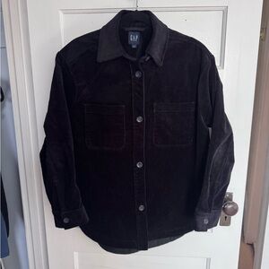 GAP Women’s Black Corduroy Button-Up Long Sleeve Oversized Shacket Size S
